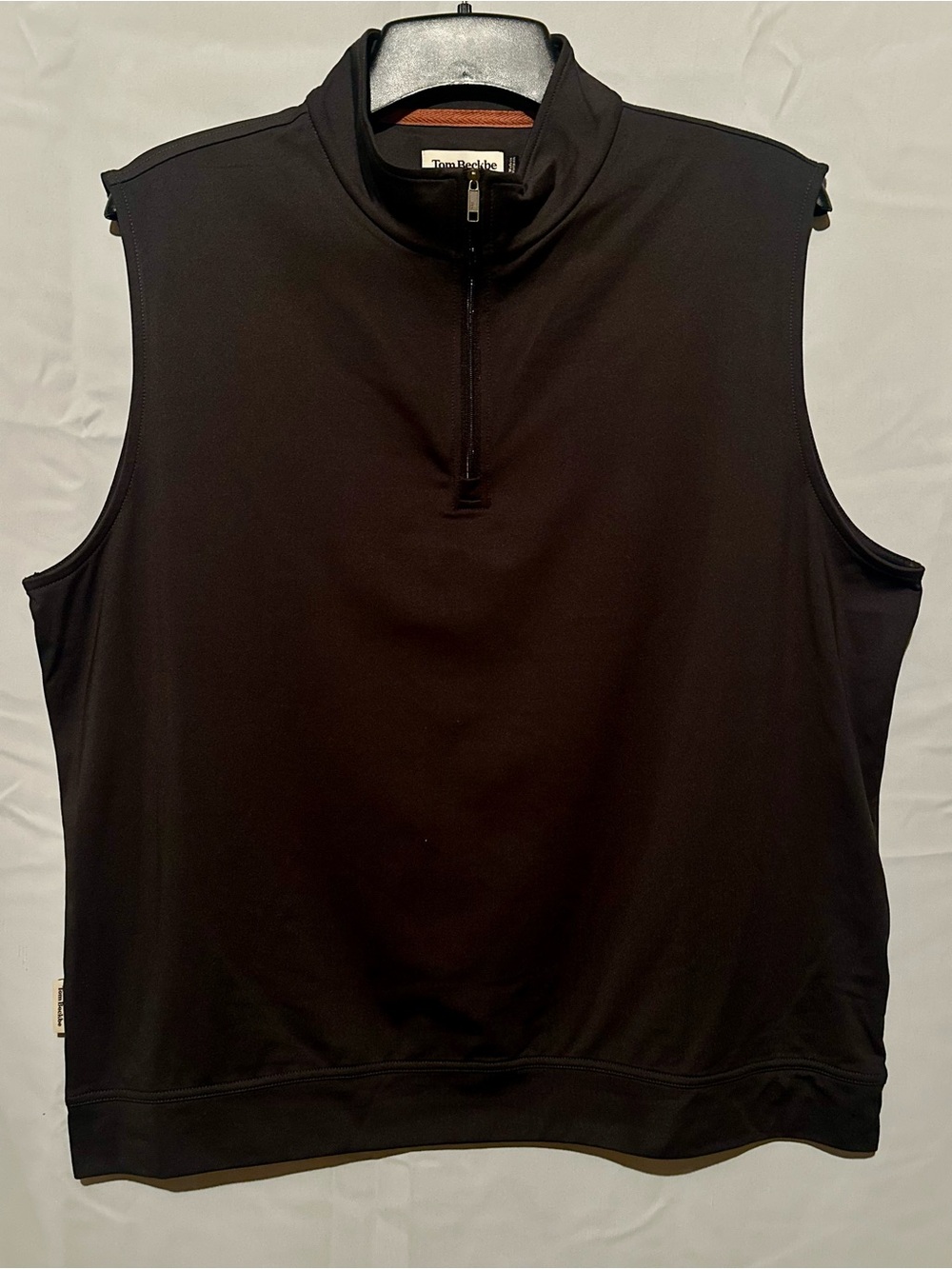 Tom Beckbe Men's XL Performance Golf Quarter Zip Vest Black Sleeveless Pullover